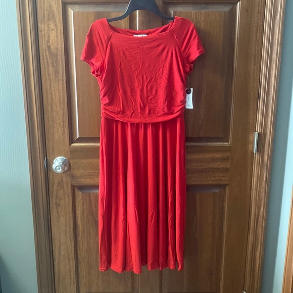 Red dress, short sleeve, new and never worn. Size 12. - Picture 1 of 4